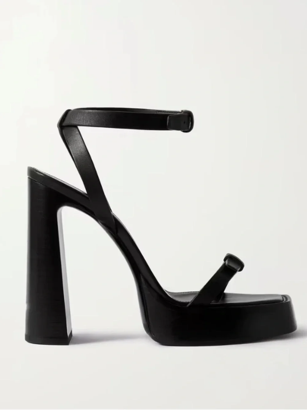Saint Laurent Platz 105 Black Platform Sandals with Ankle Strap